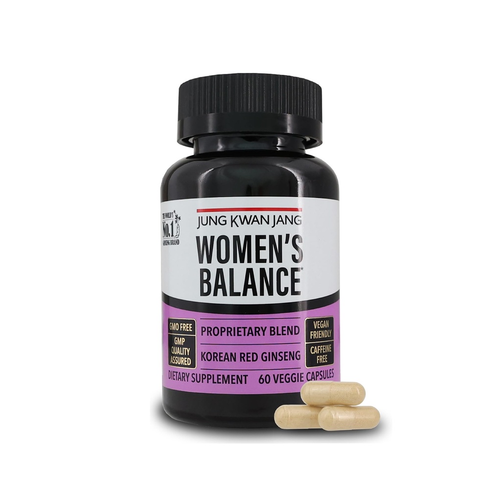 JungKwanJang Vrouwenbalans met Koreaanse rode ginseng voor energieniveau, spijsverteringssysteem, en cognitieve gezondheidssupplement, 60 capsules