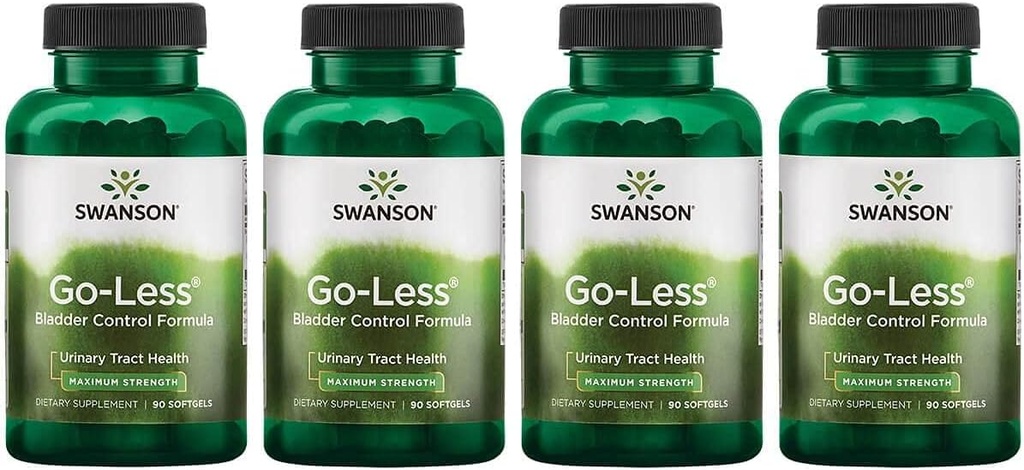 Swanson Go-Less Bladder Control Formula - Bevordert Urinaire Track Gezondheid en gezonde blaas Ondersteuning - Natuurlijke Supplement voor volwassenen met Pompoenzaad Extract - (90 Softgels) 4 Pack