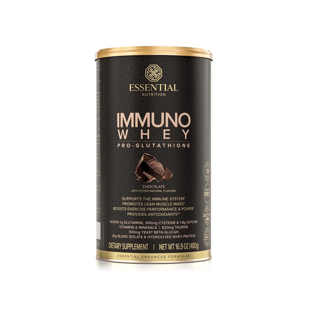 Essentiële Voeding Immuno Wei - Isoleer & Gehydrolyseerde Wei Proteïne Poeder met toegevoegde aminozuren ter ondersteuning van Glutathion Productie - Beta Glucon - Chocolade - 16,9 oz (15 porties)
