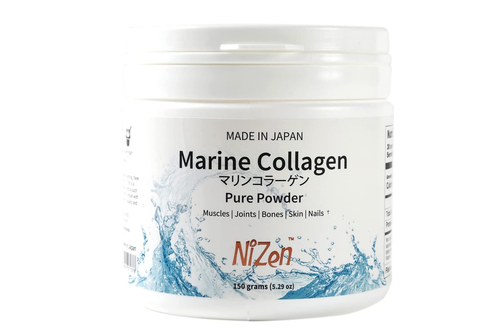 Nizen Marine Collageen Pure Powder, Gehydrolyseerde Peptiden Eenvoudig te Digest Aminozuren Supplement. Ongearomatiseerd. Niet-Clumping. Gemaakt in Japan. 5,29oz