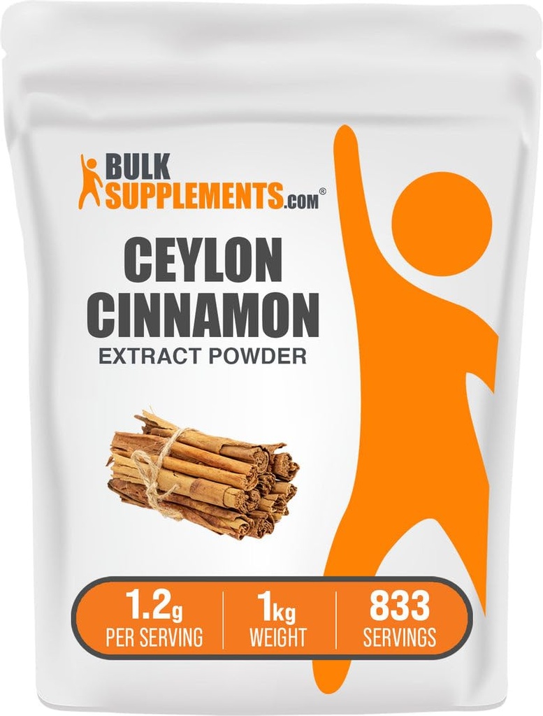 BulkSupplements.com Cinnamon Bark Extract Powder - Ceylon Cinnamon Supplement, Herbal Supplement - Vegan & Glutenvrij, 1,2 g per portie, 1kg (2,2 lbs) (verpakking van 1)