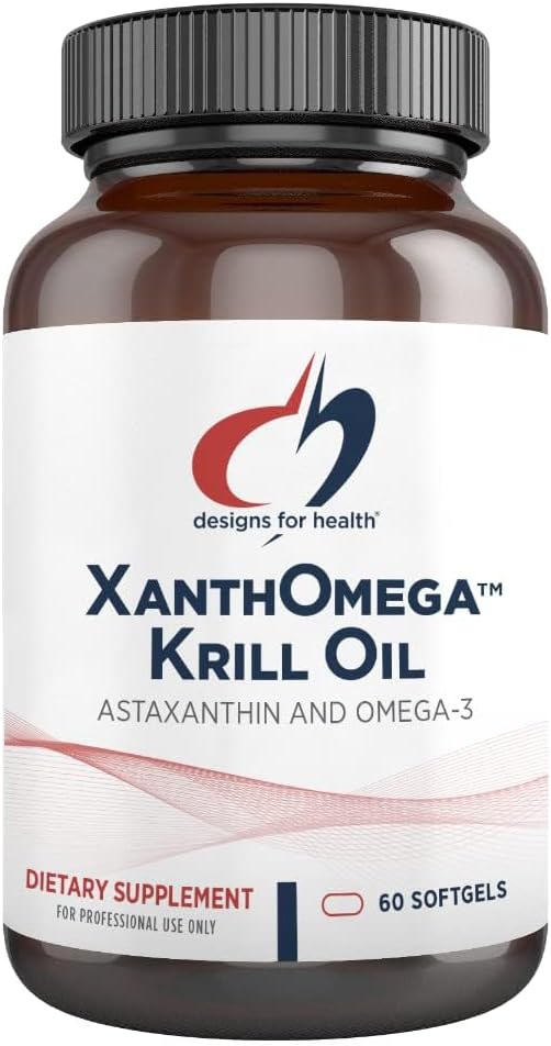 Designs for Health XanthOmega - Krill Oil with 12mg Astaxanthine - Antioxidant, Fosfolipiden + EPA/DHA Omega 3 - Cardiovasculair, Skin + Eye Health Supplement (120 Softgels)