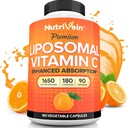 Nutrivein Premium Liposomale Vitamine C Supplement 1650mg - 180 Caps: Hoge absorptie Hoge dosis vitamine C Capsules voor Whole-Body Defense & Algehele welzijn