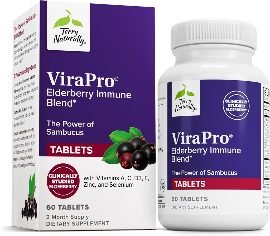 Terry Naturally ViraPro - Supplement with Herbal Blend for Immune Support - Supplement with Elderberry, Zink & Selenium - Support Immune Response - 60 Tablets