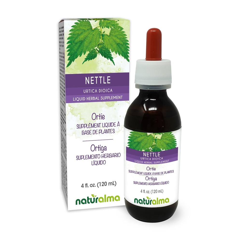 Naturalma Nettle (Urtica dicla) Blad en wortel Alcoholvrije Tinctuur - 4 fl oz Liquid Extract in druppels - Kruidensupplement - Veganistisch