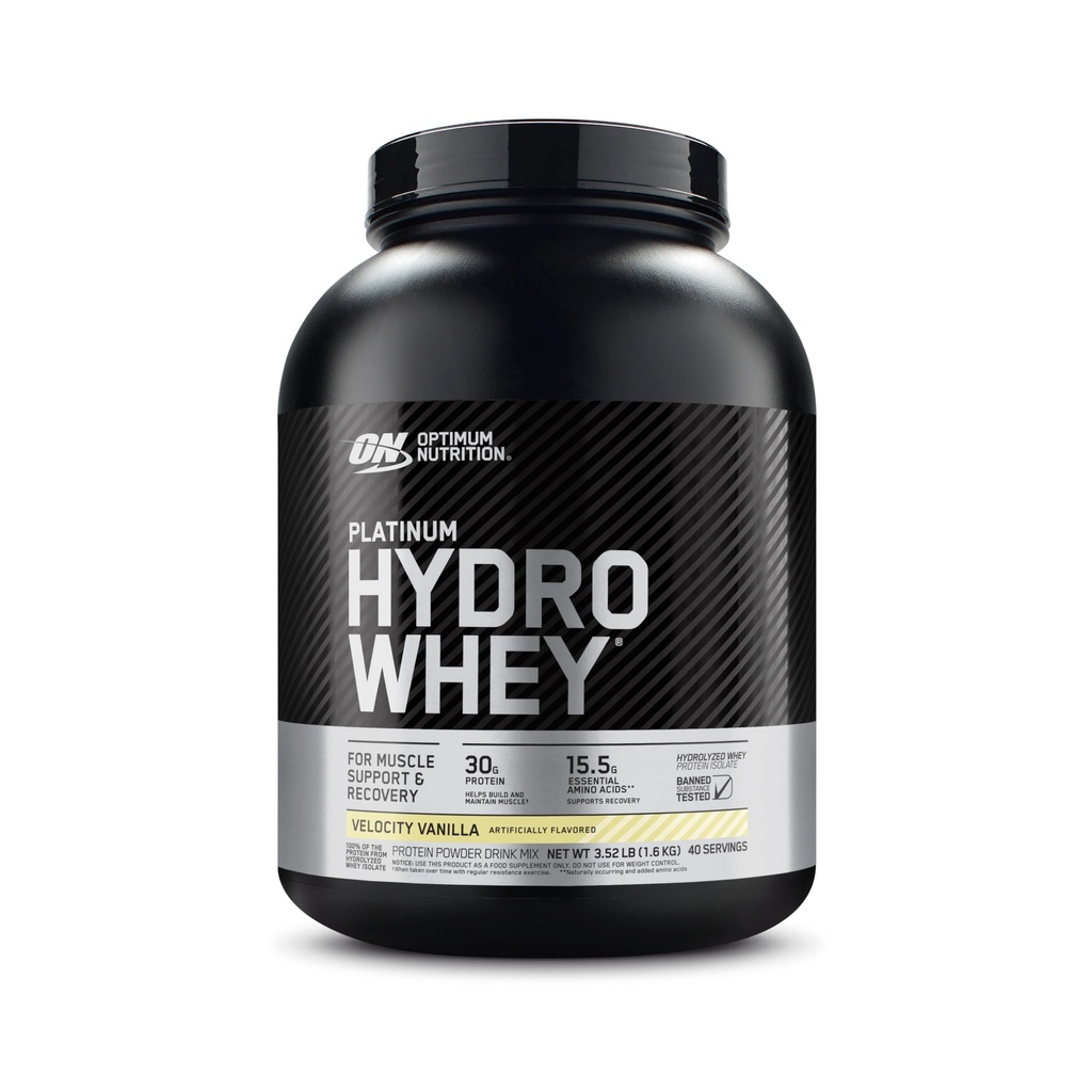 Optimum Nutrition Platinum Hydrowhey Protein Powder, 100% Hydrolyzed Whey Isolate Powder, Flavor: Velocity Vanilla, 3.5 Pounds (Packaging May Vary)