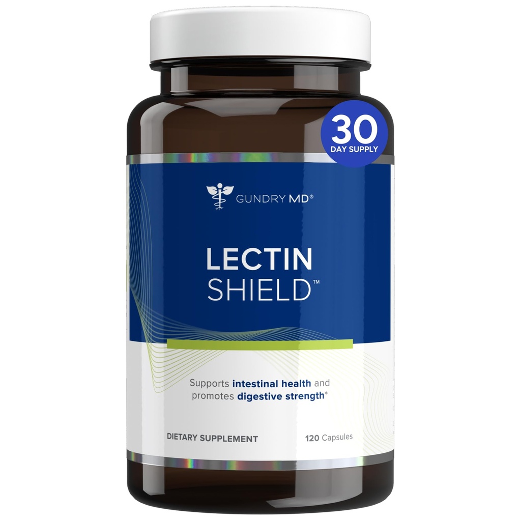 Gundry MD® Lectin Shield, Gut Health and Digestie Supplement, helpt blokkeren mogelijk schadelijke lectines, ondersteunt spijsvertering Comfort, en Intestinal Health †*, 30 dagen levering