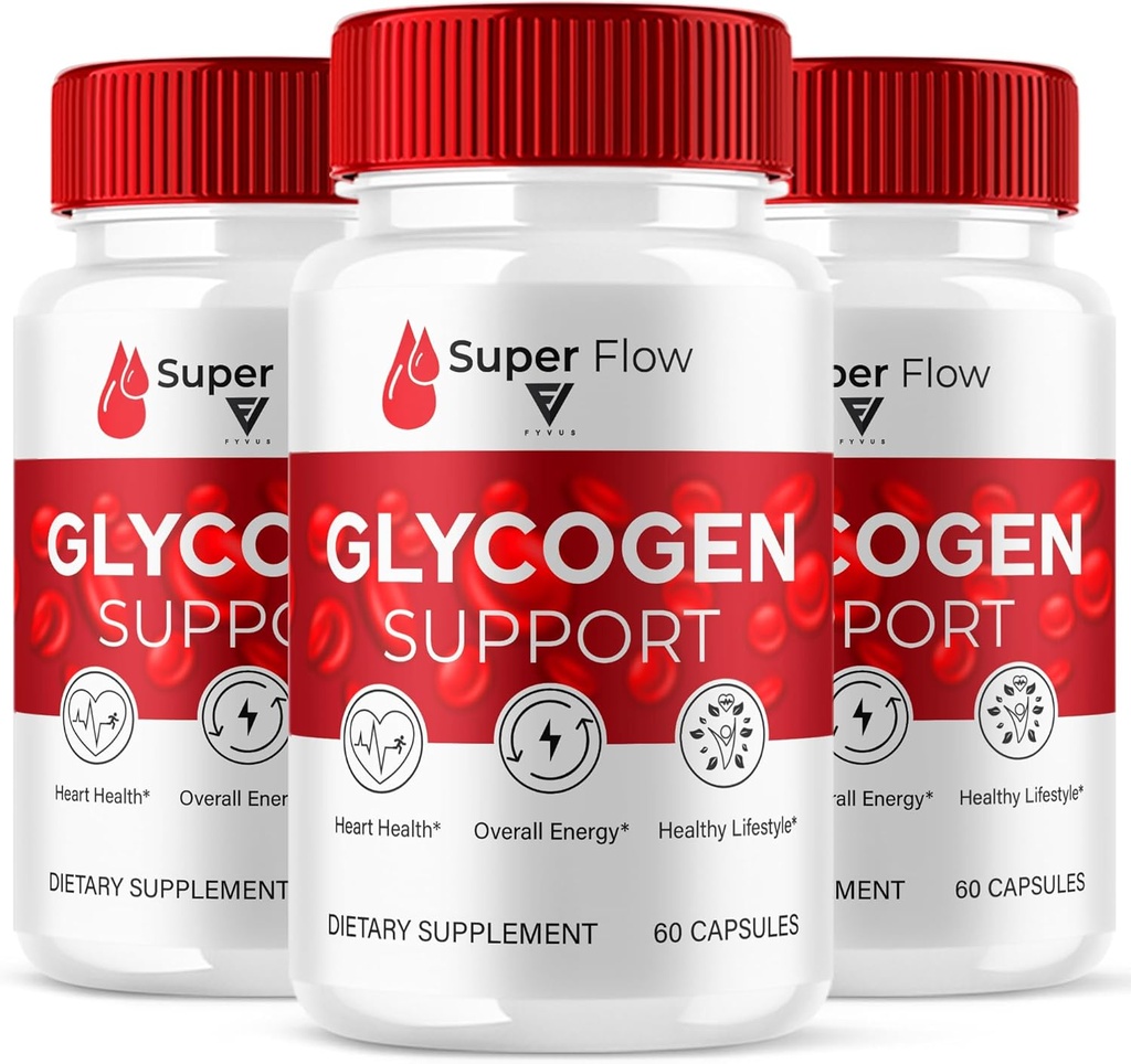 (3 Pack) Super Flow SuperFlow Glycogen Support Capsules, Super Flow Advanced Glycogen Health and Blood Wellness Support Supplement, SuperFlow maximale sterkte Glyco Formula Supplement (180 capsules)