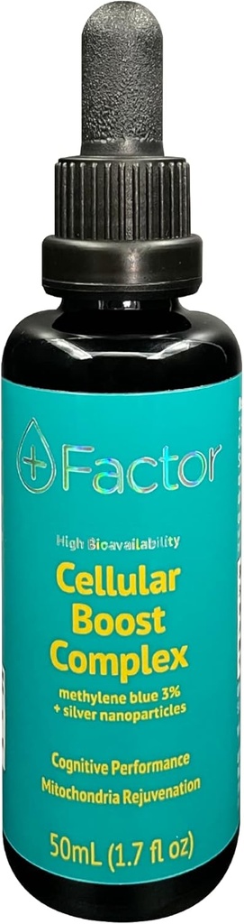 Plus Factor Cellular Boost Complex - 3% USP Grade Methyleen Blue & Silver Nano Particles - Hersen Focus & Improved Memory - Mitochondria Booster - Boost Oxygen - Produce More Energy
