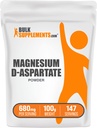 BulkSupplements.com Magnesium D-aspartaatpoeder - Hoge Absorptie Magnesium, Minerale Supplement - Glutenvrij, 680mg (50mg magnesium) per Serving, 100g (3,5 oz) (Pack of 1)