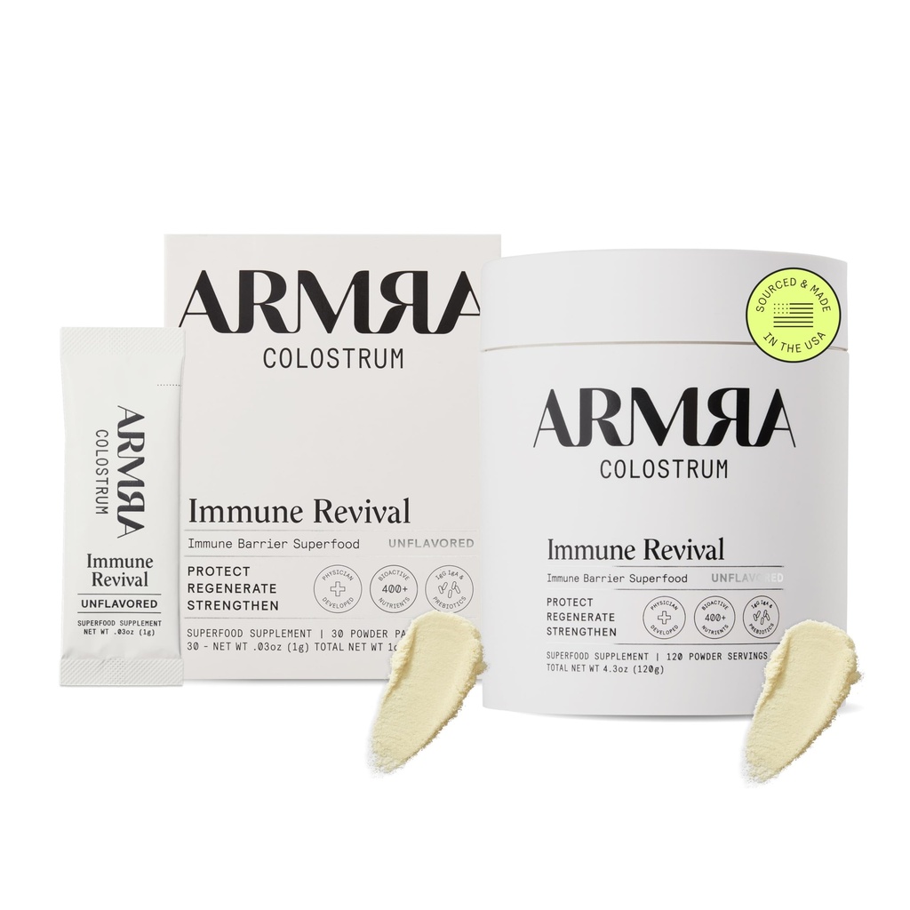 ARMRA ColostrumTM Premium Powder, Grass Fed, Gut Health Bloating Immunity Skin & Hair, Bevat 400+ bioactieve voedingsstoffen, Keto, Gluten & Vetvrij (Unflavored Bundle 