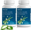 AloëCure Natuurlijke Melatonine + Collageen met biologische Aloë Vera - Natuurlijke slaaphulpsupplement voor rustgevende nachten - Collageen Complex voor gezamenlijke sterkte, huidelasticiteit, haar & nagelgroei, 30 capsules