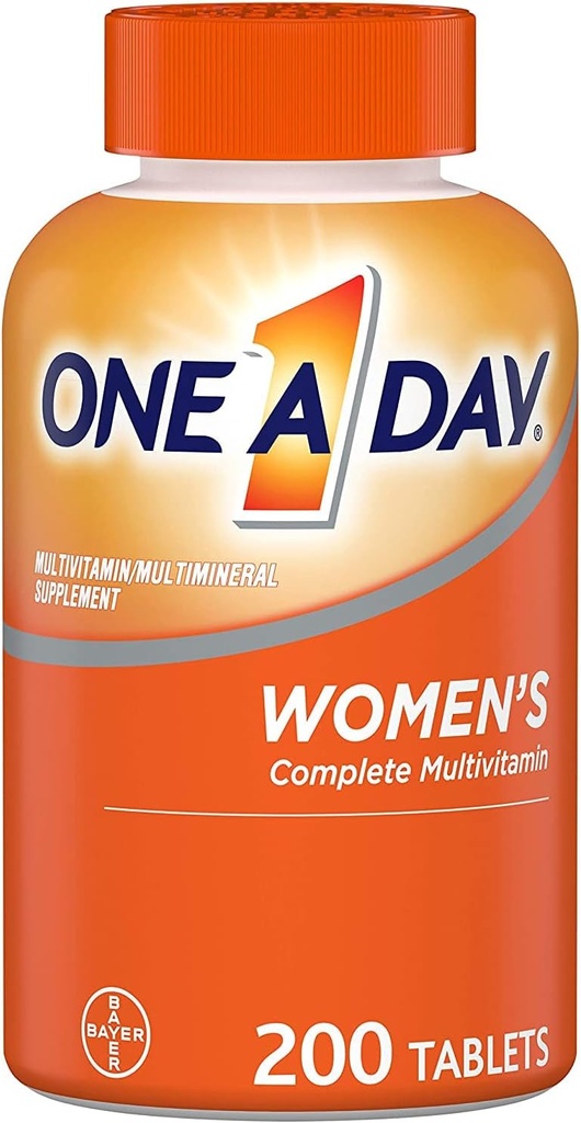 One A Day Vrouwen Multivitamine, Supplement met Vitamine A, C, D, E en Zink voor Immune Health Support, B12, Biotin, Calcium & More, Tablet 200 telling