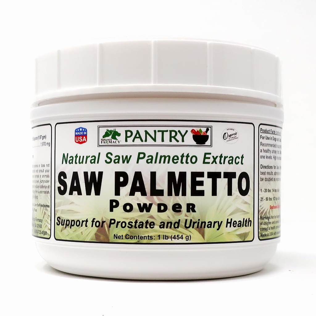 Dogzymes Saw Palmetto Powder - Vergemakkelijkt de Urinaire Moeilijkheden die zich ontwikkelen wanneer een Vergrote Prostaat Obstructs Urine van het verlaten van de blaas