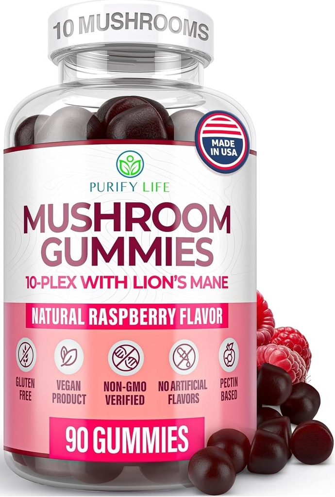 's Werelds eerste paddo Complex Gummies - 10x Paddestoel Supplement w Lions Mane (90 Kauwen 2500mg/serving) Nootropic Brain Supplement, Immune Support & Stress Relief - Vervang pillen & Capsules, 7-Keto