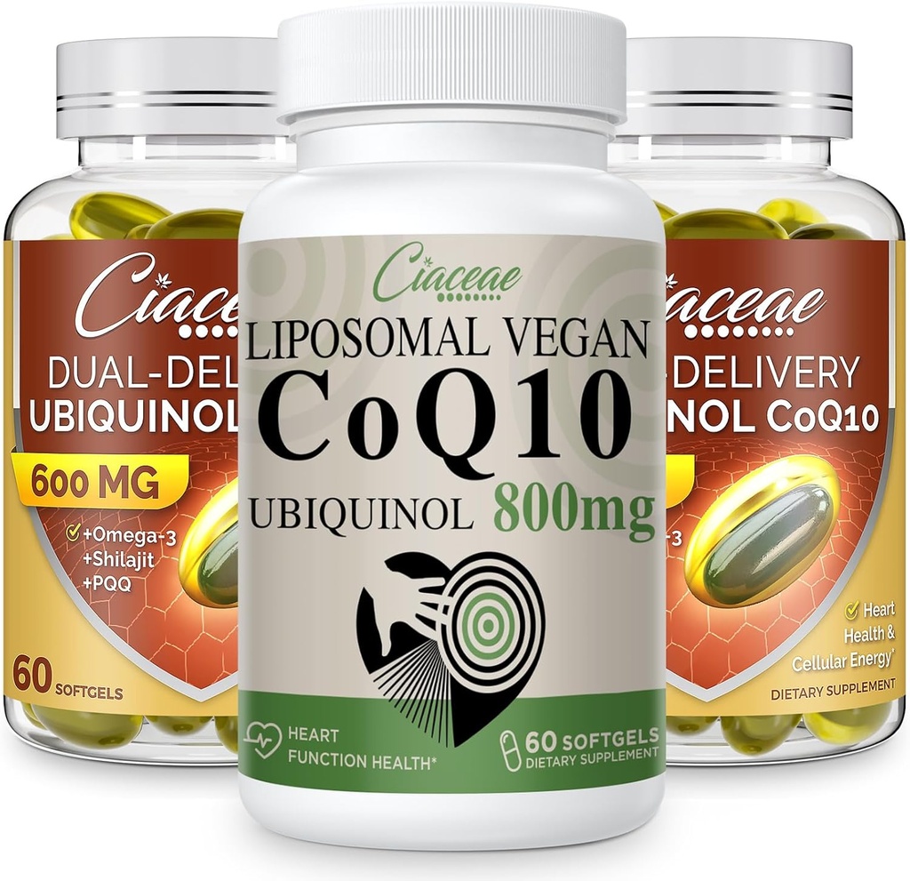 Liposomale CoQ10 800mg 1PCS bundel met Ubichinol CoQ10 600 MG Softgels met Omega-3 & Shilajit & PQQ 2PCS