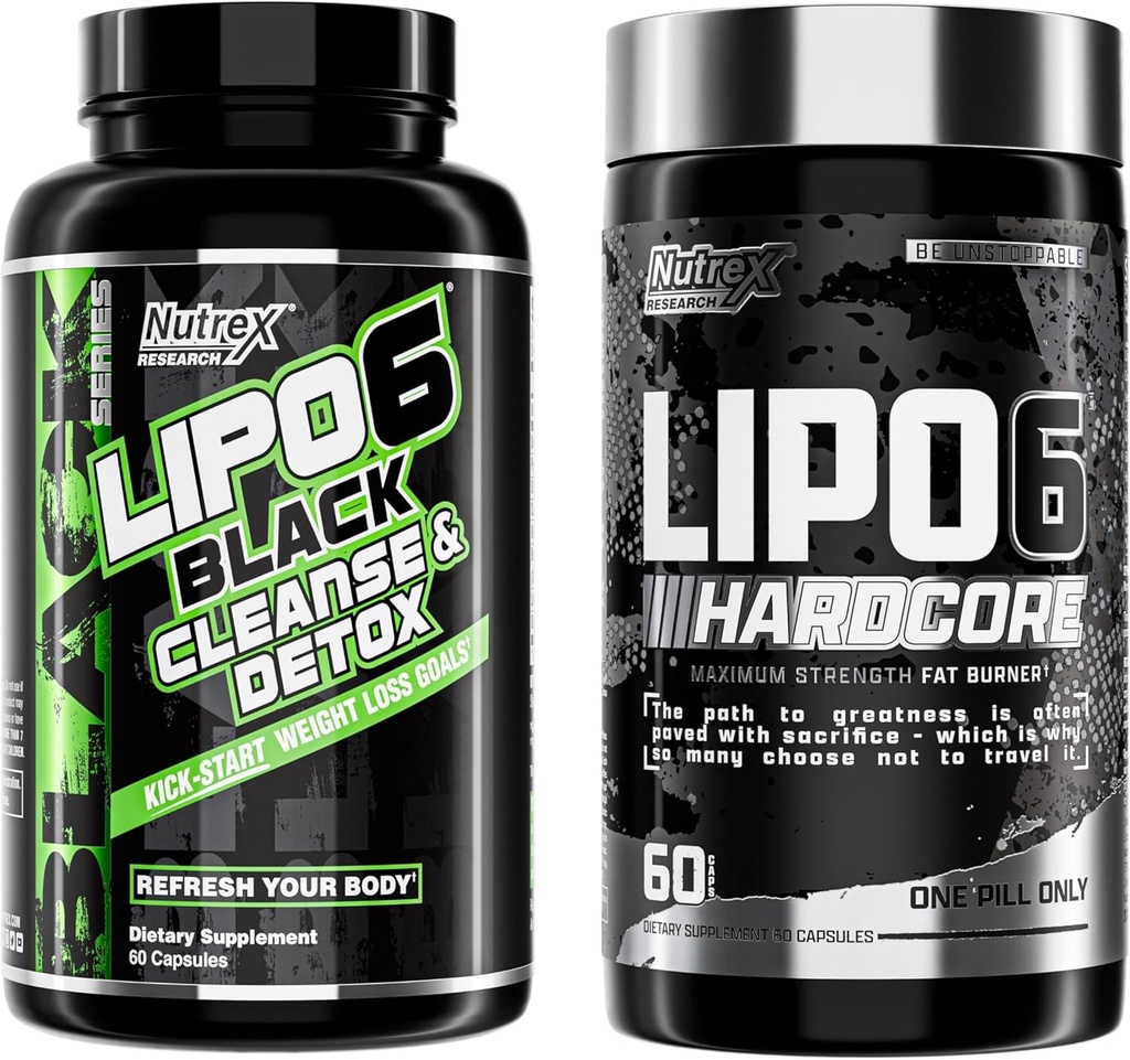 Nutrex Onderzoek Lipo-6 Reiniging & detox voor gewichtsverlies en Lipo-6 Hardcore Supplement, Ondersteunt Metabolisme