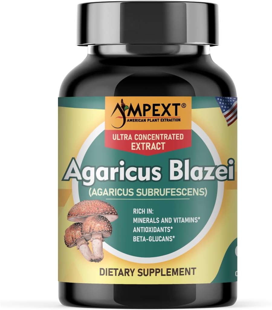 Agaricus Blazei Mushroom Extract - Immune Boost, Balanced Levels, Adaptogene Eigenschappen 90 Capsules