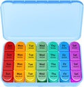 Weekly Pill Organizer, Travel Pill Box Case (7-Day / 4-Times-A-Day) met Big Compartments te houden volop visolie, vitamines, ochtendmiddag Medicatie Dispenser (Blauw)