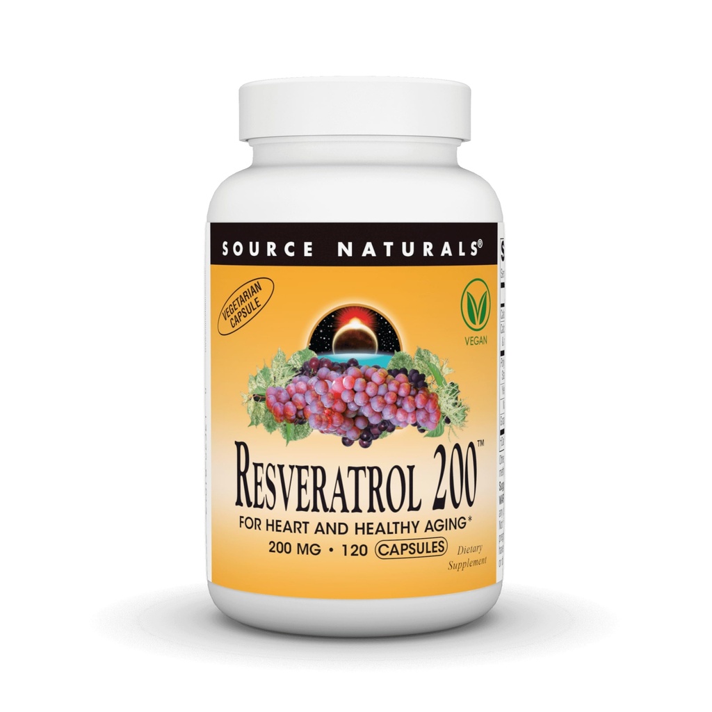 Bron Naturals Resveratrol 200 mg voor hart- en gezonde veroudering - 120 Vegetarische capsules