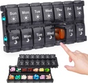 HRX Package Weekly Pillen Organizer 2 keer per dag, Gemakkelijk vullen & Open AM/PM Medicine Box 7 dagen vitamine gevallen dag en nacht