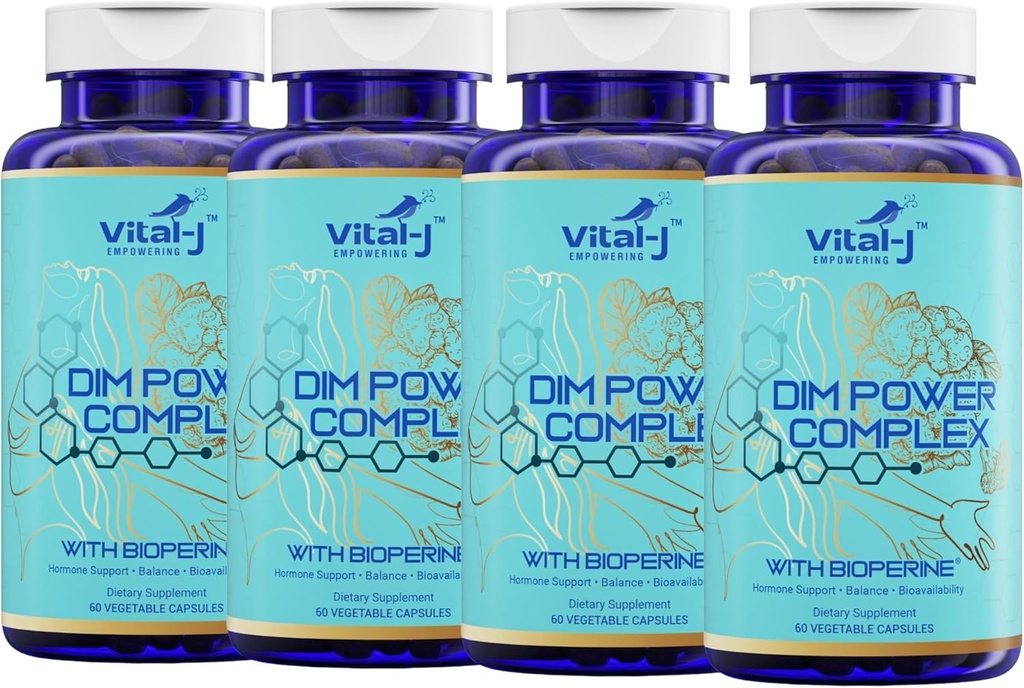 4-in-1 DIM Potent Complex 300mg - Estrogen Balance and Metabolisme, Energy & Menopauze Support Supplement met Bioperine (x4), Calcium en Broccoli Extract - voor vrouwen en mannen 120 porties