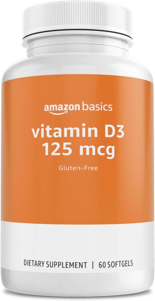 Basis - Vitamine D3, 125 mcg, 60 Softgels (1 per portie), Glutenvrij