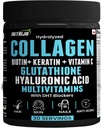 Collageenpoeder met glutathion, hyaluronzuur, vitamine C, E, zink met DHT-blokkers en multivitaminen - 30 porties (niet gearomatiseerd)