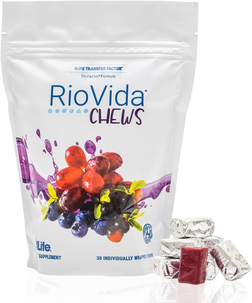 4Life RioVida Kauwt, supplement ondersteunt immuunsysteem & gezond ouder worden met vlierbessen, Acai Berry & Transfer Factor eiwitten - 30 Kauwen