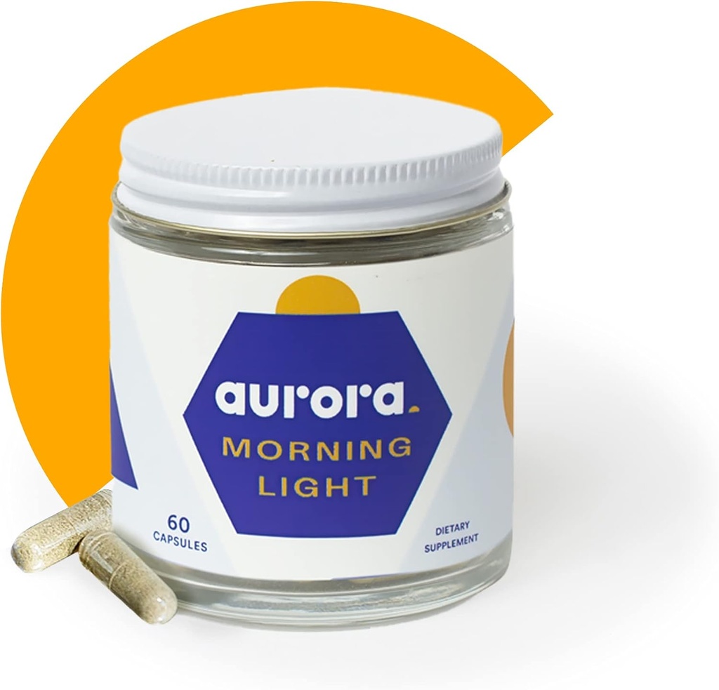 Morning Light, All-Natural Brain Booster, Immune Booster en Energy Supplement, met Ashwagandha, Heilige Basil, Maca Root, en Vitamine B Complex, 60 Capsules - Aurora