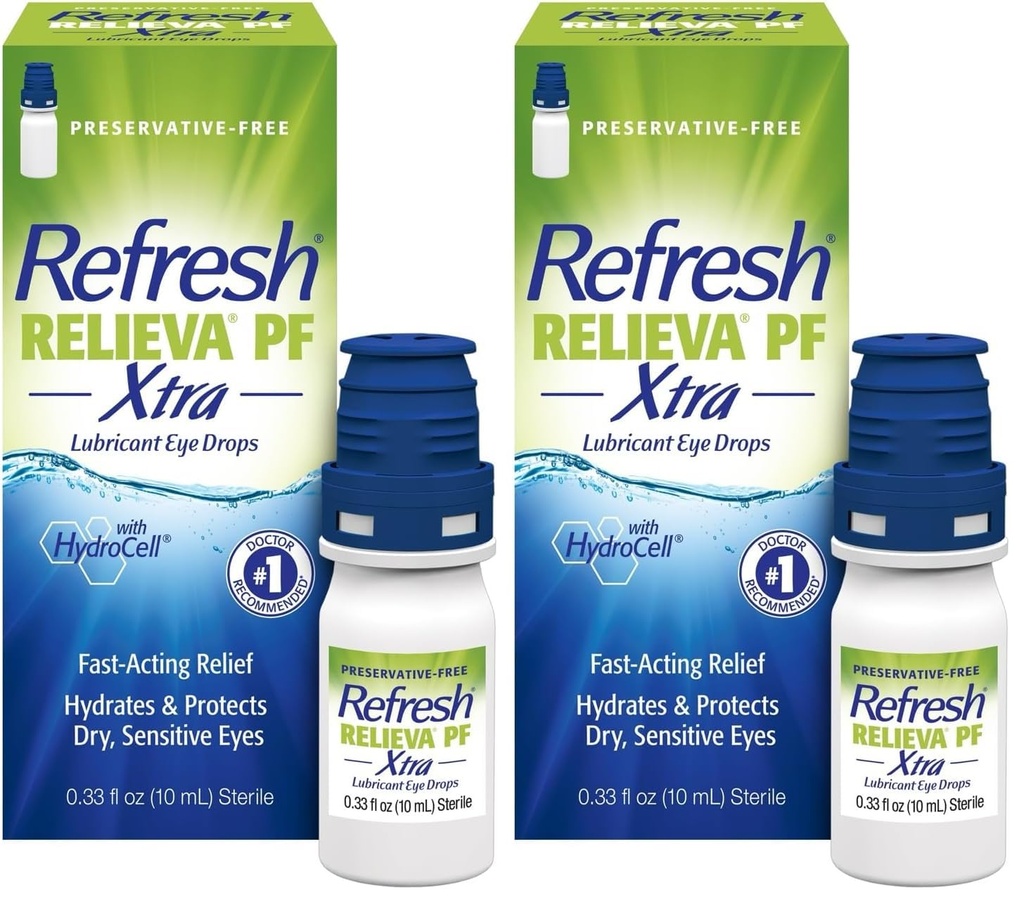 Refresh RELIEVA PF Xtra Conservatieve-vrije kunstmatige tranen Lubricant Eye Drops, 2x0,33 fl oz (20 ml), 2 Tellen