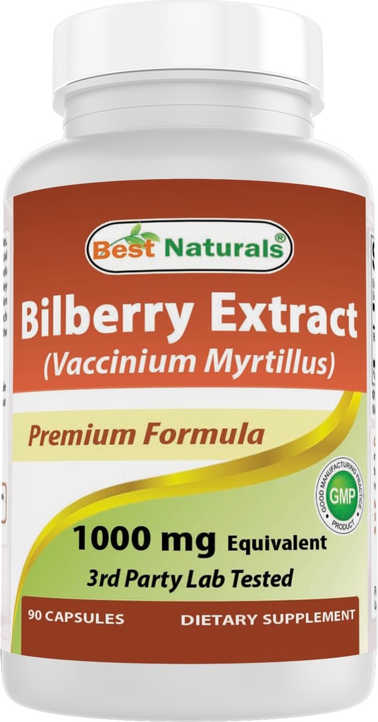 Best Naturals Bilberry Extract 1000mg Capsule (Non-GMO) Ondersteunt gezond zicht, 90 Tellen
