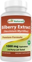 Best Naturals Bilberry Extract 1000mg Capsule (Non-GMO) Ondersteunt gezond zicht, 90 Tellen