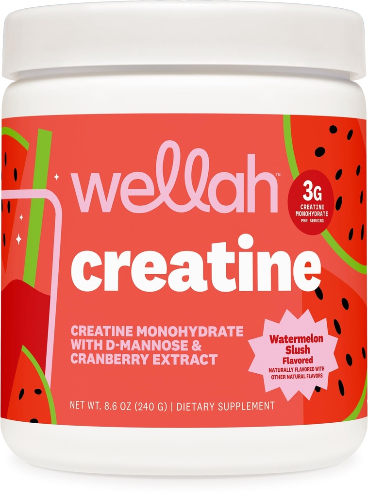 Wellah Creatine for Women (50 Serves, Watermeloen Slush) - Creatine Monohydraat met Dandelion & Cranberry Extract