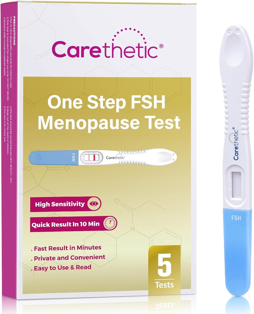 [5 Pack] Carethetic FSH Menopauze Test Kit - Midstream at-Home Menopauze Test, High-Sensitiviteit FSH Detection for Perimenopause & Fertility Monitoring