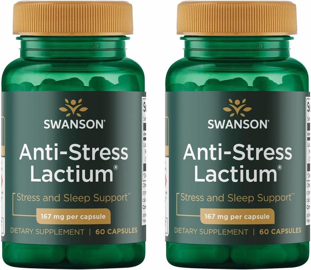 Swanson vrouwen anti-stress formule (Lactium) - helpt tegen stress, bevordert ontspanning en slaap ondersteuning - (60 capsules, 167 mg) 1 Pack (2 Pack)