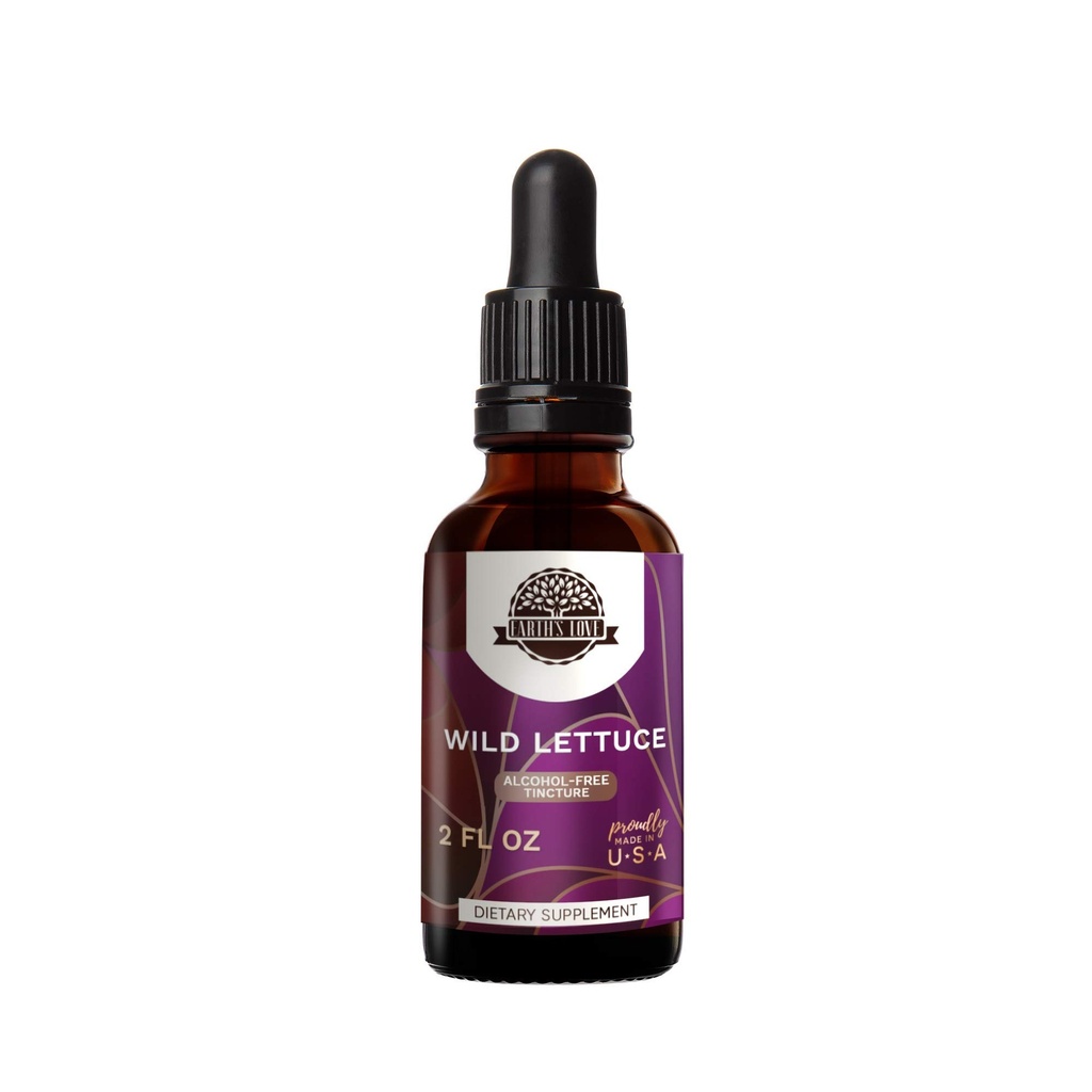 Earth's Love - Wild Sla Alcoholvrije kruidenextract Tinctuur, Super-geconcentreerde wilde sla (Lactuca virosa) Gedroogde kruiden (2 Fl Oz)