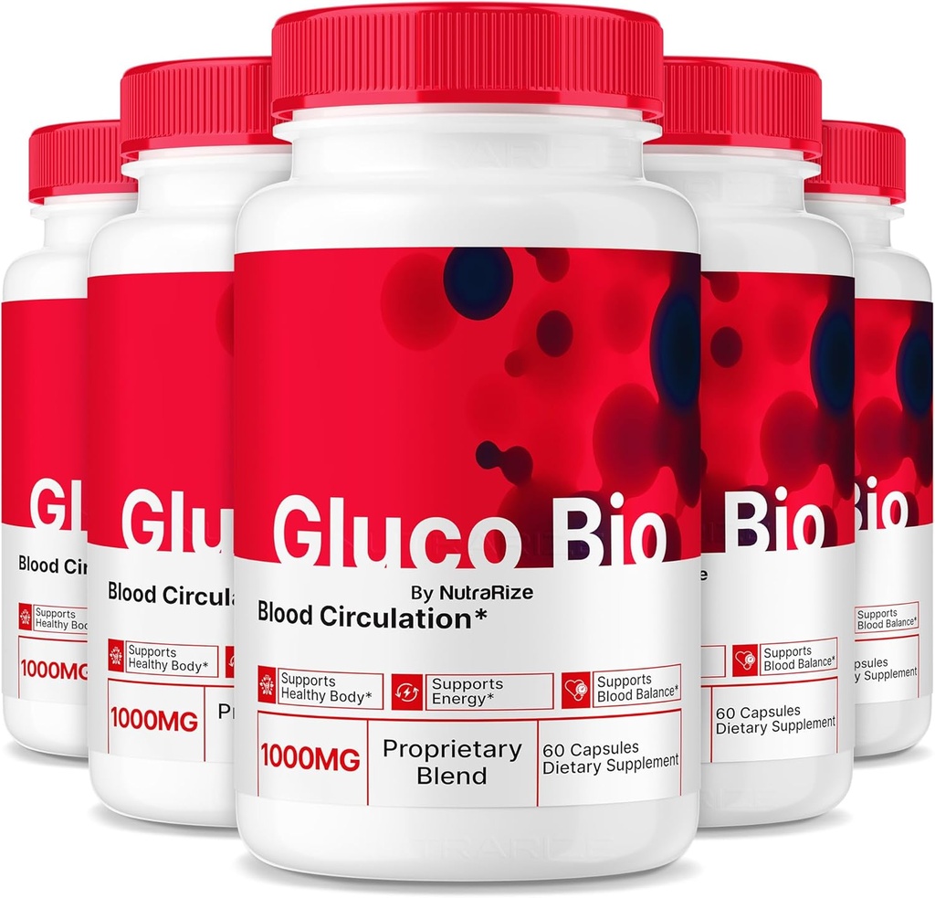 (5 Pack) GlucoBio Capsules, Officiële Gluco Bio Blood Support Supplement, Alle natuurlijke formule ter ondersteuning van de algehele gezondheid en welzijn, Premium vitamine pillen, GlucoBio Reviews (300 capsules)