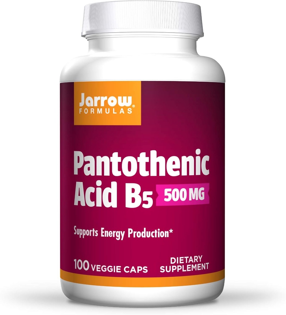 Jarrow Formules Pantothenic Acid B5 500 mg - 100 Veggie Caps - Essential B Vitamine - Energy Production & Metabolisme Support - 100 Servings, Pack of 3