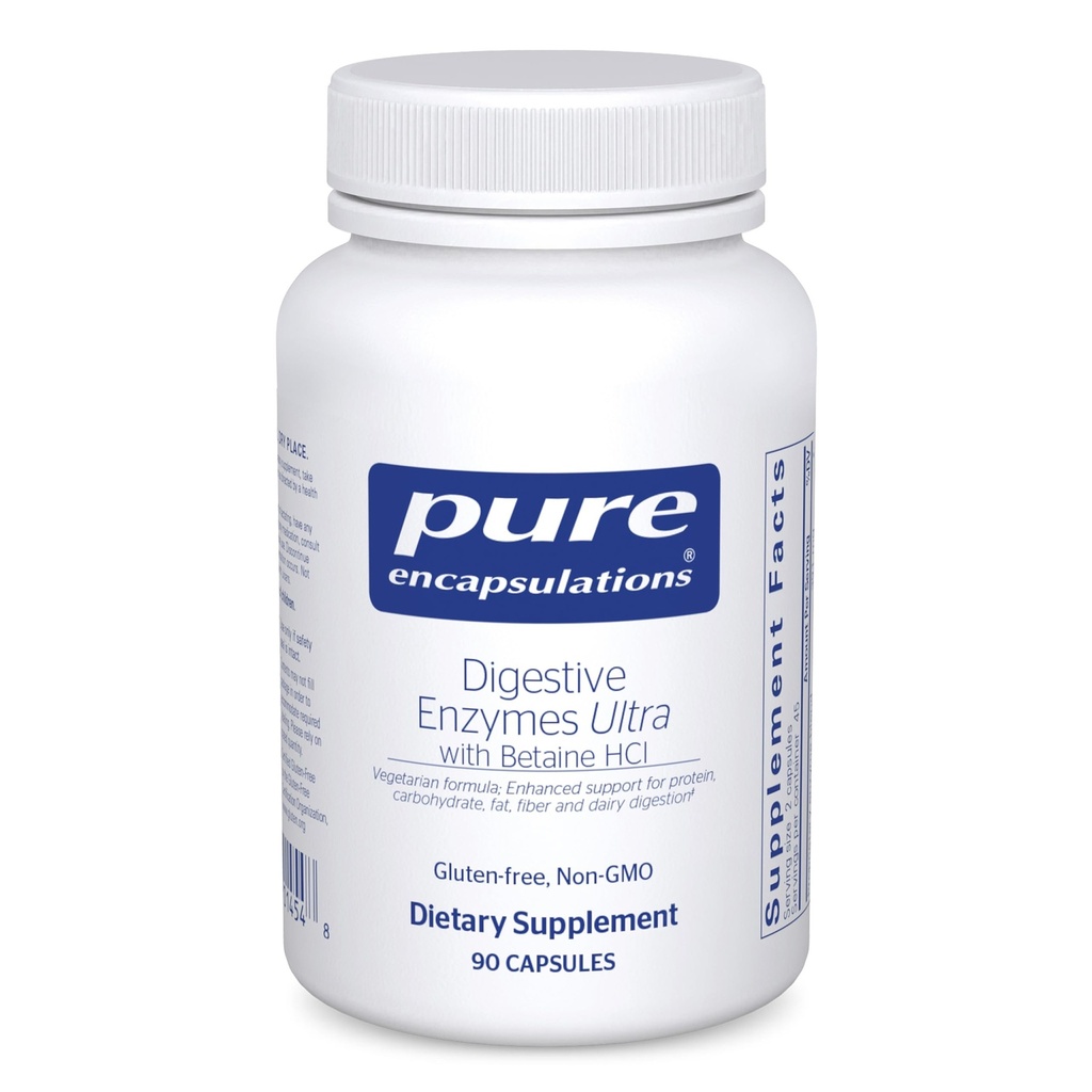Pure Encapsulations Digestive Enzymes Ultra with Betaine HCl - Vegetarian Digestive Enzyme Supplement to Support Protein, Carb, Fiber, and Dairy Digestion* - 90 Capsules