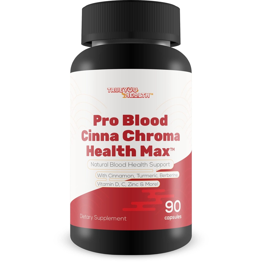 Pro Blood Cinna Chroma Health Max - Natural Blood Health Support with Cinnamon, Turmeric, Berberine, Vitamine D, Vitamine C, Zink & More - Bevorderen van evenwichtige bloedgezondheid & Verbeterde bloedstroom