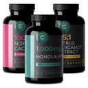 Citrus Bergamot, Nopal Cactus, & Monolaurin Bundle. 1000mg Citrus Bergamot Capsules, 1000mg Monolaurin Capsules, en 1500mg Prickly Pear Cactus Capsules