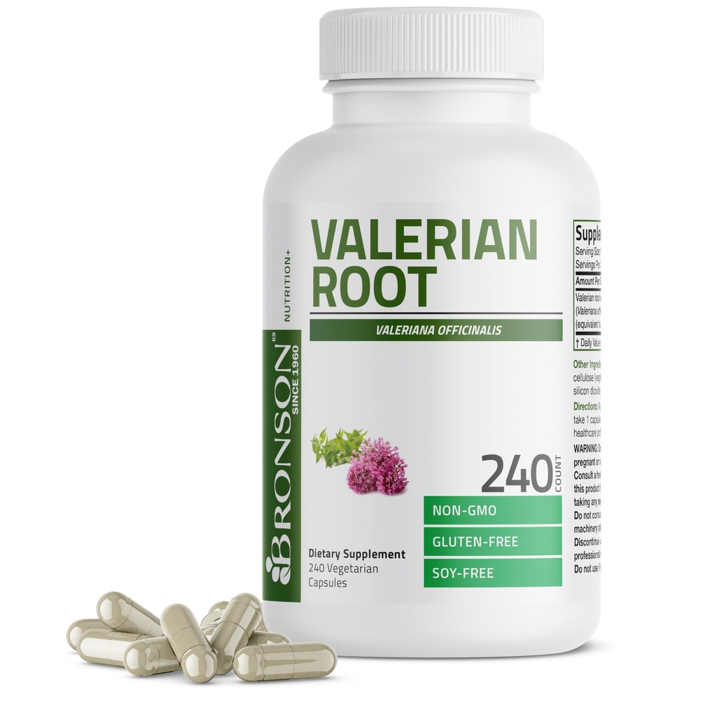 Bronson Valeriaan wortelcapsules - Valeriaan officinales - bevordert ontspanning - non-GMO, sojavrije glutenvrije, 240 vegetarische capsules