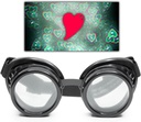 GloFX Black Heart Effect Diffraction Goggles - See Hearts - 3D Holographic Visuals Edm Rave Outfit Steampunk Costume Cosplay Music Festival Essential