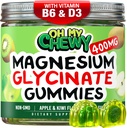Middelgrote Magnesium Glycinate Gummies 400MG - Hoge Absorptie voor kinderen, tieners en volwassenen - Supplement voor slaap, rust en spierontspanning met B6 & D3 - Glutenvrij & Veganistisch vriendelijk - 120 Tel.