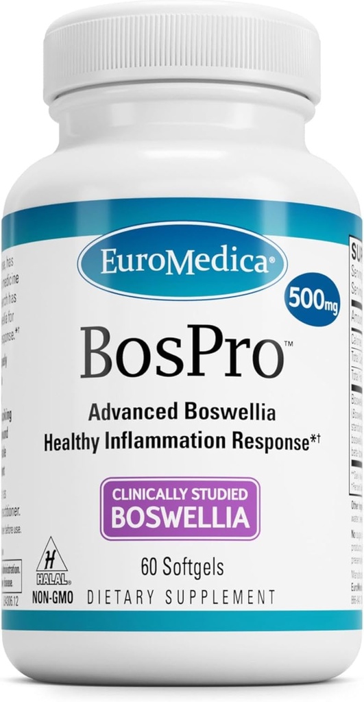 EuroMedica BosPro - Boswellia Serrata Extract Supplement - Dieetsupplement voor gezonde long ondersteuning - Herbal Supplement Formule - 60 Softgels
