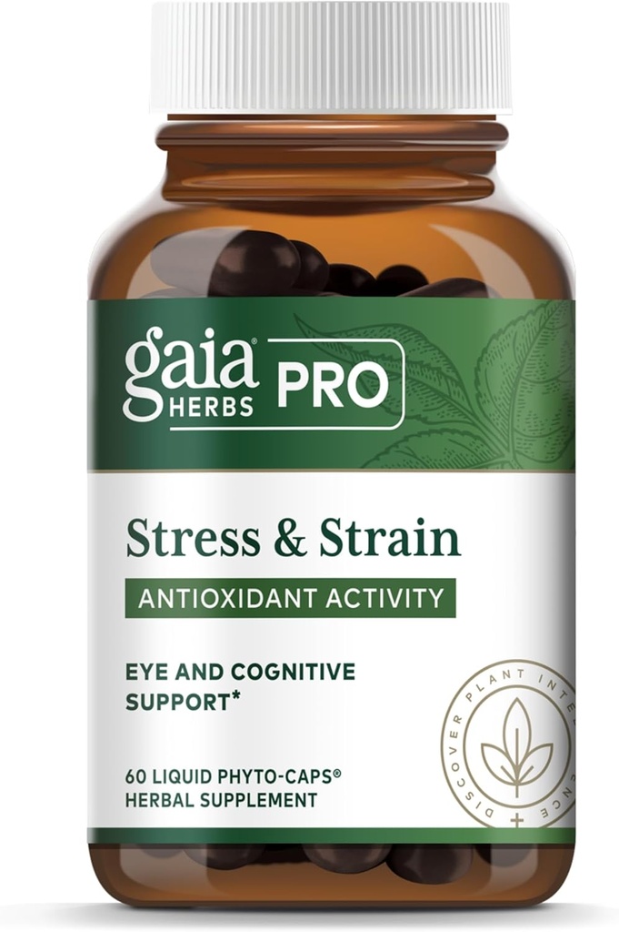 Gaia Kruiden Pro Stress & Stain - Ooggezondheidsondersteuning - Kenmerken Astaxanthine, Luteïne, Grape Seed & More - Veganistisch, glutenvrij en zuivelvrij - 60 vloeibare Phyto-Caps (60 porties)
