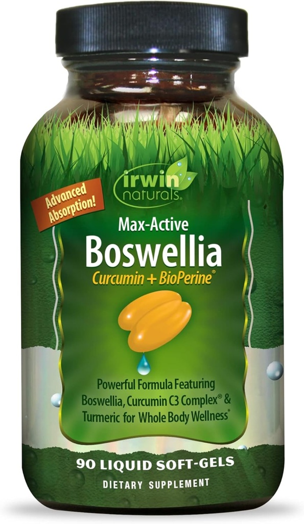 Irwin Naturals Curcumin Pro-Active - 90 Liquid Soft-Gels - with Curcumin C3 Complex & Boswellia for Whole Body Wellness - Advanced Absorption - 45 Servings
