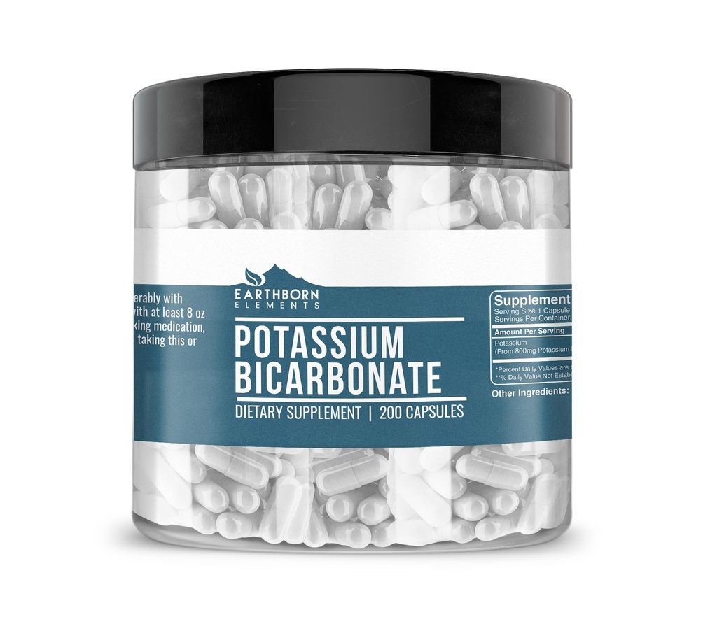 Earthborn Elements Kaliumbicarbonaat 200 Capsules, Pure & Onverdund, Geen Additieven
