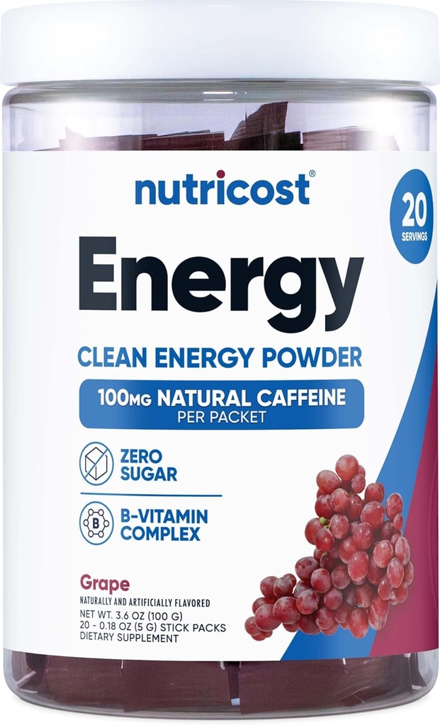 Nutricost Energy Complex Stickpack (20 porties) Grape Flavored - Glutenvrij + Non-GMO